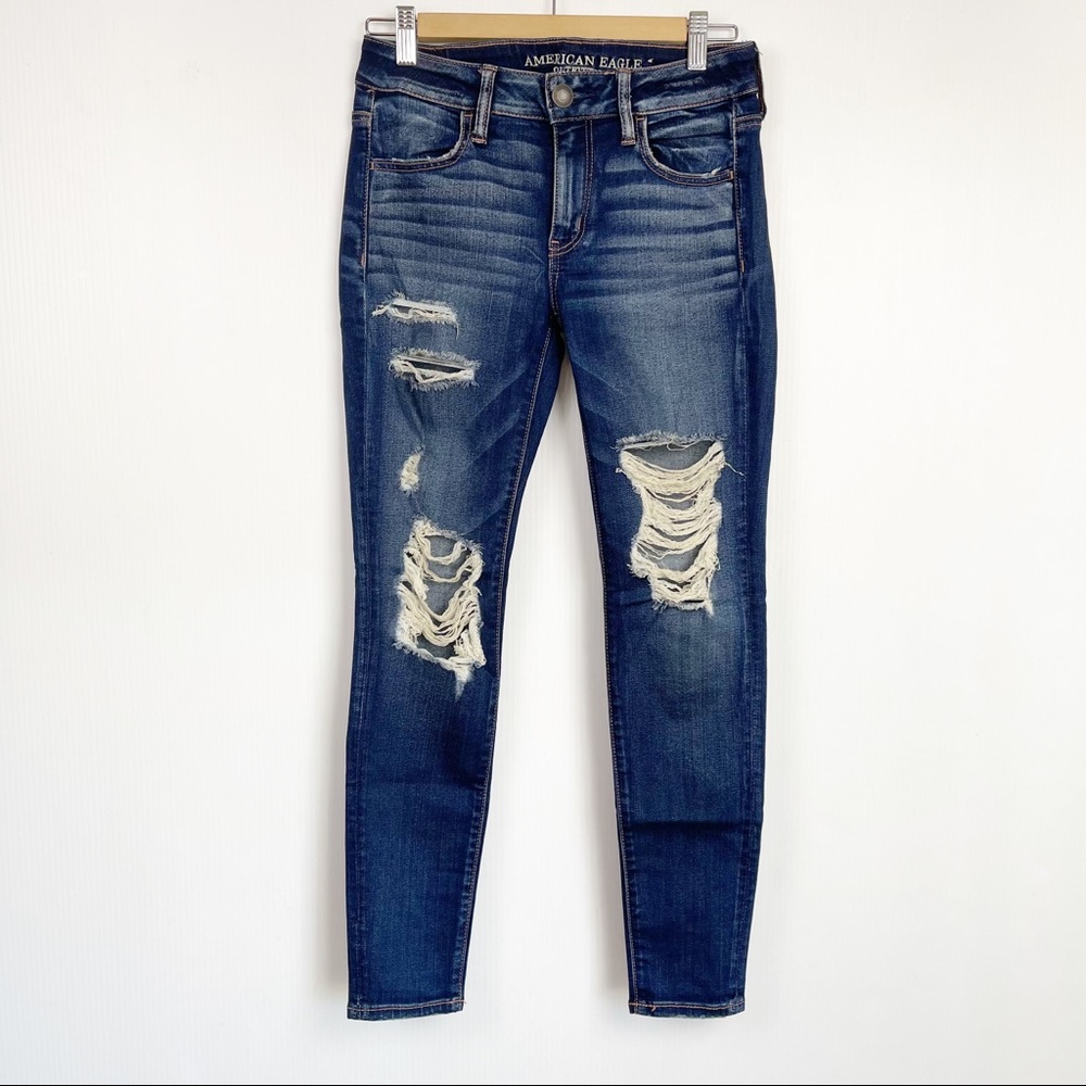 American Eagle super stretch X distressed destroyed Jeans Jegging size 4